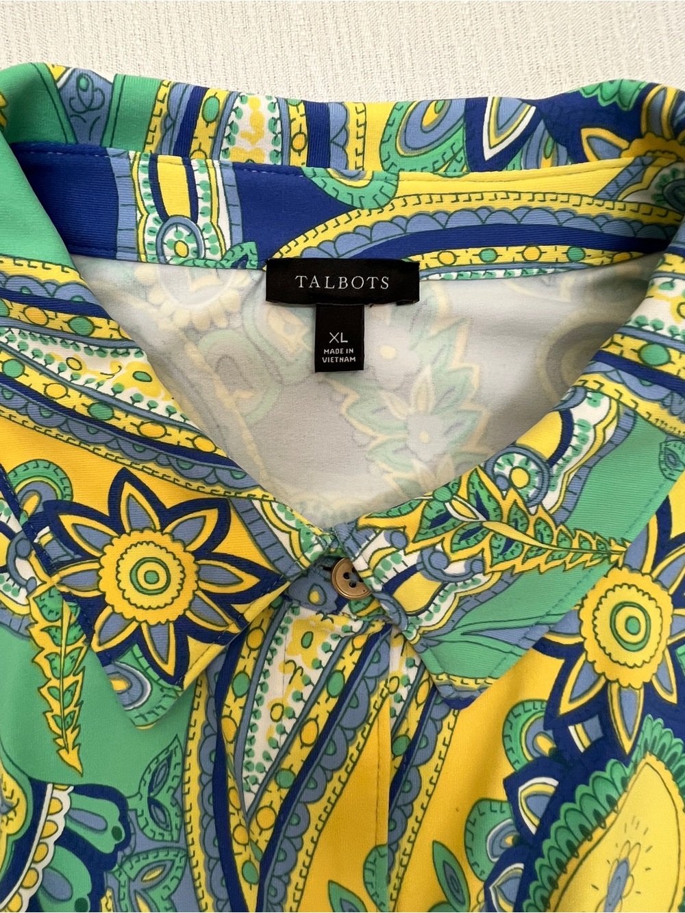 Talbots Paisley Shirt Dress in Blue, Yellow & Green - Picture 8 of 10